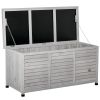 75 Gallon Deck Storage Box Wooden Outdoor Furniture Aerating Gap Weather-Resistant Gray