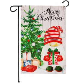 Garden Flag Merry Christmas Santa Gnome with Present 12x18 inch Blockout Fabric Double Sided