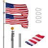 25FT Telescoping Flag Pole with 3x5 Polyester American Flag and Golden Ball