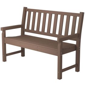 2-Person Garden Bench, HDPE Outdoor Bench with 530 lbs Capacity, Curved Seat for Backyard, Park, Porch, Lawn, Brown