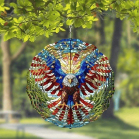 CIFbuy 3D American Flag Wind Spinner Patriotic Eagle Outdoor Metal Wind Chime for Garden Yard Patio TikTok, temu pick-up service