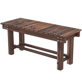 Garden Bench 0.8" Seater Outdoor Bench with Storage Shelf 35.4" Carbonized Wood