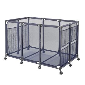 Pool Storage Bin, 48.8 x 32.7 x 32.7 in, Rolling Pool Float Storage Organizer with Side Pockets & Casters, Heavy Duty Metal Frame