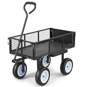 Garden Cart with Seat, 500 LBS, Rolling Steel Garden Work Seat with Wheels, Heavy Duty Gardening Stool, with Tool Tray & Adjustable Handle