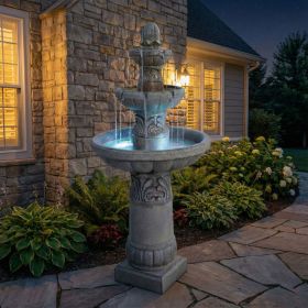 3-Tier Garden Decor Outdoor Led Fountain - 52''H Outdoor Garden Fountains & Waterfalls