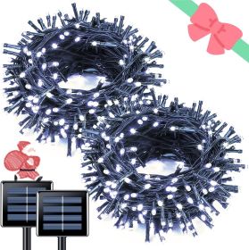 2 Pack White Solar Christmas Lights, Total 200 LED 66 FT Solar String Lights Outdoor Waterproof