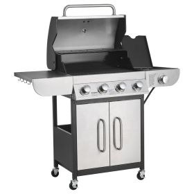 Gas Grill, 4 Burner Propane Gas Grill with Side Burner, 425 SQ.In Grilling Area, Carbon Steel Enamel Grates, Outdoor 52