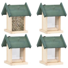 Bird Feeder Green, Natural Wood Firwood, PVC Medium Portable