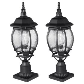 2 Pack Dusk to Dawn Outdoor Post Light, 20.87 in, Waterproof Lamp Post Light Fixtures with 5.5 in Pier Mount Base Glass Shade