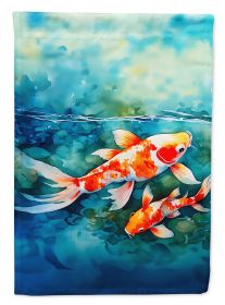 Koi Fish House Flag Large Porch Sleeve Pole Decorative Outside Yard Banner Artwork Wall Hanging, Polyester, House Size, Multicolor