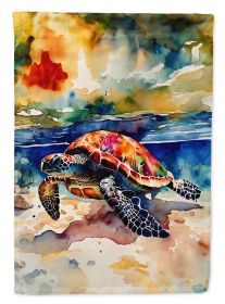 Loggerhead Sea Turtle House Flag Large Porch Sleeve Pole Decorative Outside Yard Banner Artwork Wall Hanging, Polyester, House Size, Multicolor