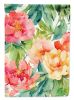 Indiana Peonies in Watercolor House Flag Large Porch Sleeve Pole Decorative Outside Yard Banner Artwork Wall Hanging, Polyester, House Size
