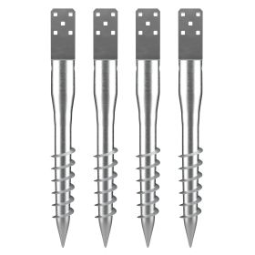No Dig Ground Anchor, 4 Pack 3.94 x 2.76 x 27.56 in DIY Screw in Post Stake, Includes 6 Lag Bolts & a Rebar, U-Shape Heavy Duty Steel Post Holder