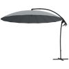 9FT Cantilever Umbrella with 16 Fibreglass Ribs, Offset Hanging Umbrella, Patio Umbrella with Crank and Cross Base, Grey