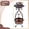 Copper Solar Bird Bath Feeder Combo with Flower Planter Pedestal and Solar Lights