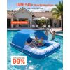 Inflatable Pool Float with UPF 50+ Canopy, 82" x 55" Large Tanning Pool Floating Lounger for Adults