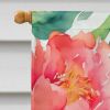 Indiana Peonies in Watercolor House Flag Large Porch Sleeve Pole Decorative Outside Yard Banner Artwork Wall Hanging, Polyester, House Size