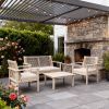Direct Wicker 4-Piece Acacia Wood Patio Conversation Set with Cushions, Rope Woven Design Outdoor Furniture Set, Natural