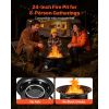 Propane Fire Pit 24-Inch, 53,000 BTU Portable Gas Fire Pit, with Grill Grate & Lava Rocks, Adjustable Flame, Folding Legs