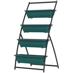 4-Tier Vertical Raised Garden Planter with 4 Boxes, Outdoor Plant Stand Grow Container for Vegetable & Flowers, Green (Option: Green-1065x260x260 mm)
