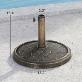 Round Patio Umbrella Base, 26 Lbs Resin Umbrella Stand Base, Heavy Duty Patio Umbrella Holder For Umbrella Poles For Outdoor, Lawn, Poolside, Bro (Option: Bronze)