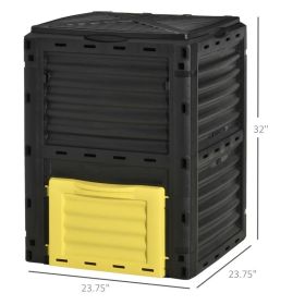 Garden Compost Bin 80 Gallon Outdoor Large Capacity Composter Fast Create Fertile Soil Aerating Box, Easy Assembly, Yellow (Option: Yellow)