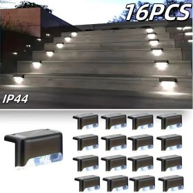 Led Solar Deck Lights 32 Pack Waterproof And Wide Use For Outdoor Stairs Step Fence Railing Yard And Patio Auto On/Off Easy Installation(Warm Whi (Option: Whitelight16PCS)