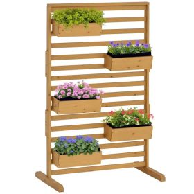 Wooden Plant Trellis Stand with 5 Hanging Planter Boxes, Freestanding Outdoor Plant Stand for Patio, Garden, Balcony, Porch (Option: Natural Wood-1010x200x620 mm)