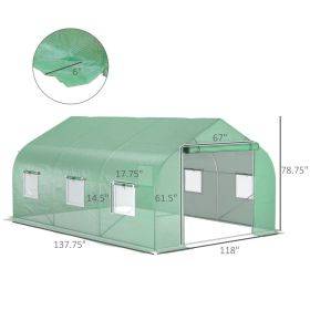 11.5' X 10' X 6.5' Outdoor Portable Walk-In Tunnel Greenhouse With Windows-Deep Green (Option: Green)