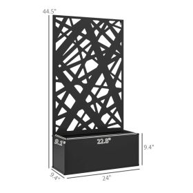 Metal Planter Box Raised Garden Bed With Decorative Privacy Screen, Wall-mounted Or Freestanding, (Option: Black)