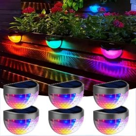 12/6 Solar Fence Lights, Solar Platform Lights, Solar Wall Lights, Rechargeable Solar Cells, Suitable For Front Porches, Security Lights, Wall In (Option: Colorful-6PCS)