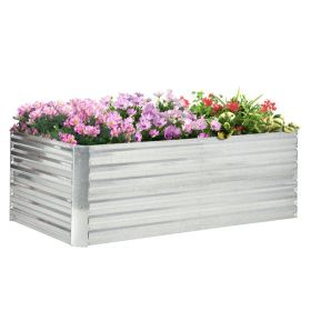 Galvanized Raised Garden Bed, Steel Outdoor Planters with Reinforced Rods, 71" x 36" x 23", Silver (Option: Silver-950x390x70 mm)