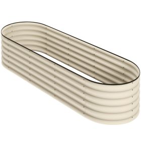 6.4' x 2' x 1.4' Galvanized Raised Garden Bed Kit, Metal Planter Box with Safety Edging, Cream (Option: Cream White-625x485x175 mm)