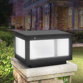 12inch Black Solar Powered LED Post Cap Light, Modern Outdoor LED Fence Light For Pathways, Decks, And Patios1-Pack (Option: Black)