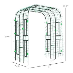 Garden Arch Trellis, 8 FT Tall Metal Plant Trellis Support With Climbing Net, Cucumber Trellis For Climbing Plants (Option: Black)