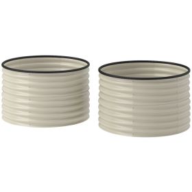 Set of 2 Raised Garden Bed, Metal Planter Box with Safety Edging, Easy-to-assemble Stock Tank, Cream White (Option: Cream White-575x375x130 mm)