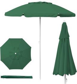 5.5 Ft Portable Beach Umbrella, Lightweight UV Protection Sunshade with Tilt Pole & Carry Bag, Outdoor Canopy Umbrella for Beach, Sand, Pool, Patio (Color: Hunter Green)