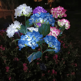 4-piece set of outdoor solar courtyard lights - larger and more realistic embroidered ball flower lights (Quantity: 8pcs)