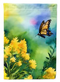 Kentucky Goldenrod in Watercolor House Flag Large Porch Sleeve Pole Decorative Outside Yard Banner Artwork Wall Hanging, Polyester, House Size (default: Default)