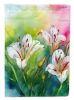 Utah Sego Lilies in Watercolor House Flag Large Porch Sleeve Pole Decorative Outside Yard Banner Artwork Wall Hanging, Polyester, House Size