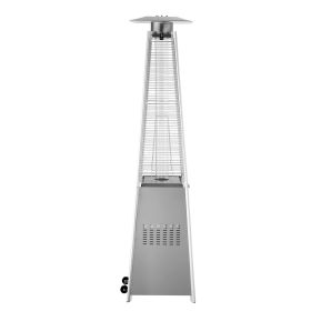 Patio Heater for Outdoor Use, 48000BTU Pyramid Propane Heater w/Wheels, Quartz Glass Tube Outdoor Patio Flame Heater for Patio, Party, Backyard (Product Type: Tower Shape, Color: Silver)
